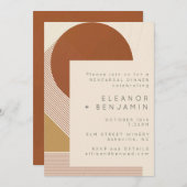 図形モダンライン銅金ゴールドリハーサルディナー 招待状 (正面/裏面)