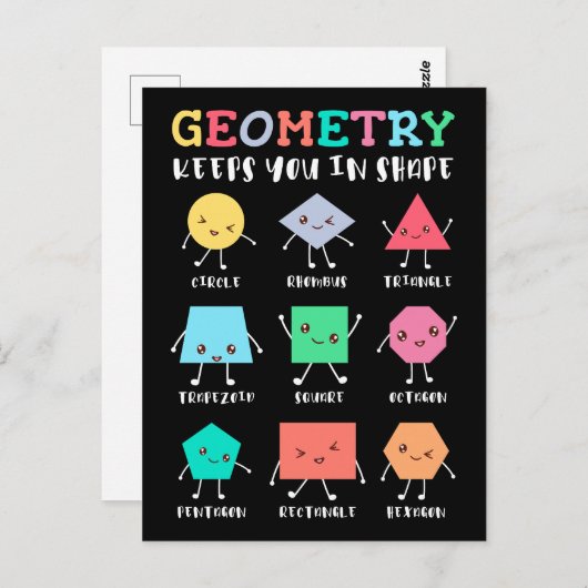 図形保の形 – 学校の数学のユーモア ポストカード (正面/裏面)