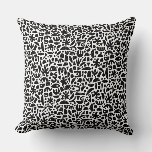 図形抽象芸術140821 – 黒（白） クッション (正面)