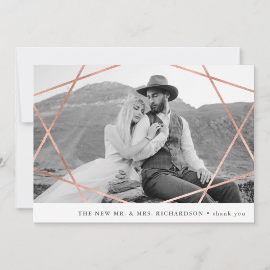 図形結婚の|銅フェイクと写真ありがとう サンキューカード (正面)