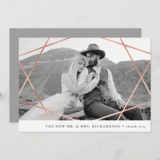 図形結婚の|銅フェイクと写真ありがとう サンキューカード (正面/裏面)