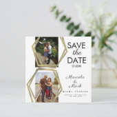 図形金ゴールド日付の写真を保存 カード (スタンド正面)