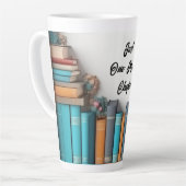 「図書宝物 – 本好きの憩いの場」 カフェラテマグ (左アングル)