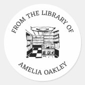 図書室からパーソナライズされた先生 ラウンドシール (正面)