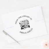 図書室からパーソナライズされた先生 ラウンドシール (封筒)