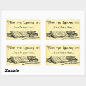 図書室からヴィンテージ書室へカスタムの蔵書票 長方形シール (シート)