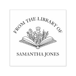 図書室から花を押エレガントす セルフインキングスタンプ