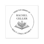 図書室から花を押エレガントす セルフインキングスタンプ (デザイン)