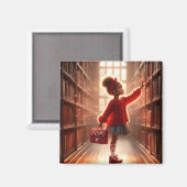 図書室で – 赤い磁石 マグネット (正面/裏面)