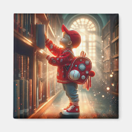 図書室で – 赤い磁石 マグネット