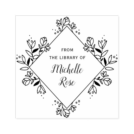 図書室のフローラ枠 ラバースタンプ (インプリント)