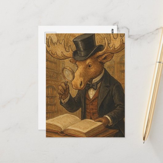 図書室のマウス ポストカード (正面/裏面インサイチュ)