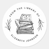 図書室の手葉描き本カスタムの ラウンドシール (正面)