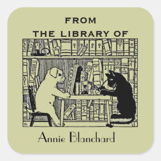 図書室の犬と猫 スクエアシール