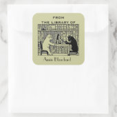 図書室の犬と猫 スクエアシール (バッグ)