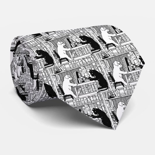 図書室の猫と犬 ネクタイ (ロール)