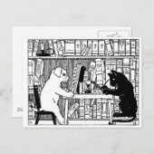 図書室の猫と犬 ポストカード (正面/裏面)