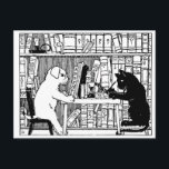 図書室の猫と犬 ポストカード<br><div class="desc">簡単にカスタマイズ背景の色、フォント付きの文字の追加または画像のサイズと配置の変更。ギフトパーソナライズされたを作ユニーク成する。</div>