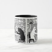 図書室の猫と犬 マグカップ (中央)