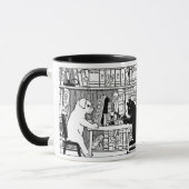 図書室の猫と犬 マグカップ (左)