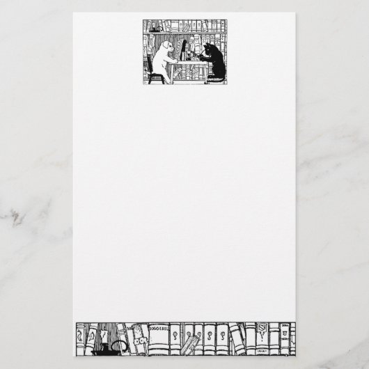 図書室の猫と犬 便箋 (正面)