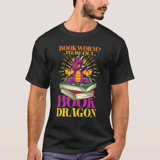 図書室の読ブックワーム・ブック・ドラゴン Tシャツ (正面)