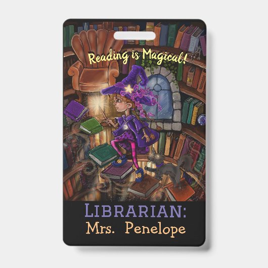 図書室の魔法読は「魔法だ」 バッジ (正面)