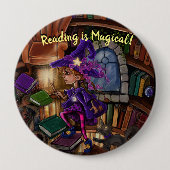 図書室の魔法読は「魔法だ」 缶バッジ (正面)