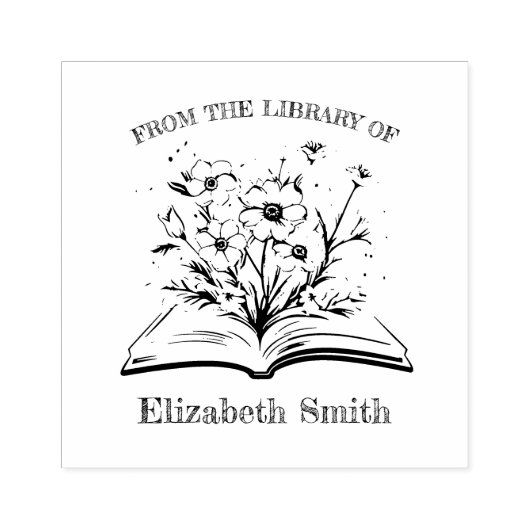 図書室エレガントの本カスタム ラバースタンプ (インプリント)