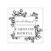 図書室エレガントモダンの花 ラバースタンプ (インプリント)