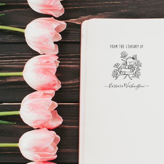 図書室エレガント名前をカスタムする手描き本 ラバースタンプ