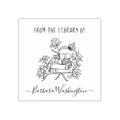図書室エレガント名前をカスタムする手描き本 ラバースタンプ (インプリント)