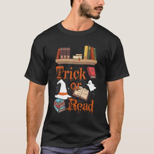 図書室トリックまたは図書室読イベントハロウィンボー Tシャツ (正面)