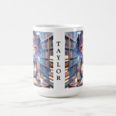 図書室パーソナライズされたのア頭が切れるニメ娘 コーヒーマグカップ (中央)