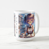 図書室パーソナライズされたのア頭が切れるニメ娘 コーヒーマグカップ (正面右)