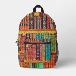 図書室ブックスプリントカットソーバッグ プリントバックパック