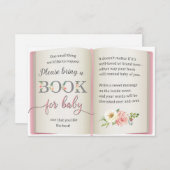図書室ベビーガールシャワーピンクのリクエストカード エンクロージャーカード (正面/裏面)