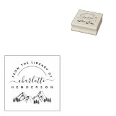 図書室モダンから手書きの山々 ラバースタンプ (押印)