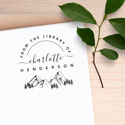 図書室モダンから手書きの山々 ラバースタンプ