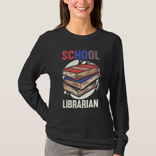 図書室新学期ブックワーム学校図書室 Tシャツ (正面)