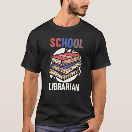 図書室新学期ブックワーム学校図書室 Tシャツ (正面)