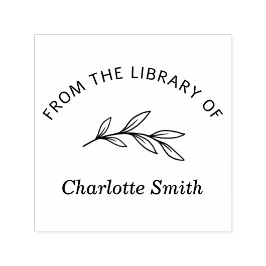 図書室書の手引き葉から手の本 セルフインキングスタンプ (デザイン)