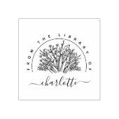 図書室素朴の手描き花 ラバースタンプ (インプリント)