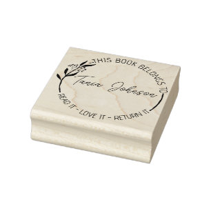 図書室蔵書票カスタムフローラモダンリース ラバースタンプ