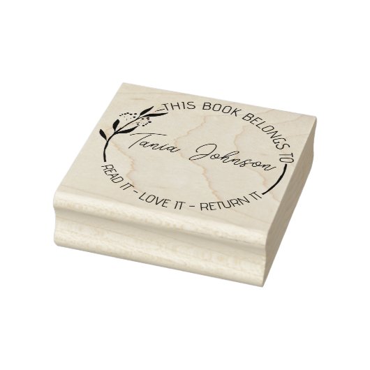 図書室蔵書票カスタムフローラモダンリース ラバースタンプ (スタンプ)