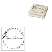 図書室蔵書票カスタムフローラモダンリース ラバースタンプ (押印)