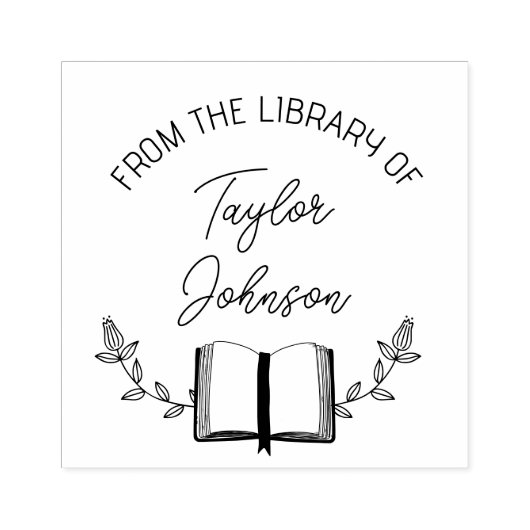 図書室蔵書票カスタムフローラレディファッション ラバースタンプ (インプリント)