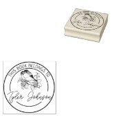 図書室蔵書票カスタム鳥フィンチ ラバースタンプ (押印)