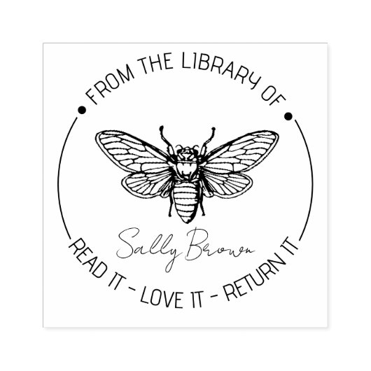 図書室蔵書票図書切手カスタムBEE ラバースタンプ (インプリント)