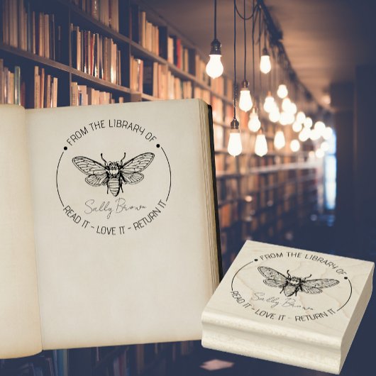 図書室蔵書票図書切手カスタムBEE ラバースタンプ